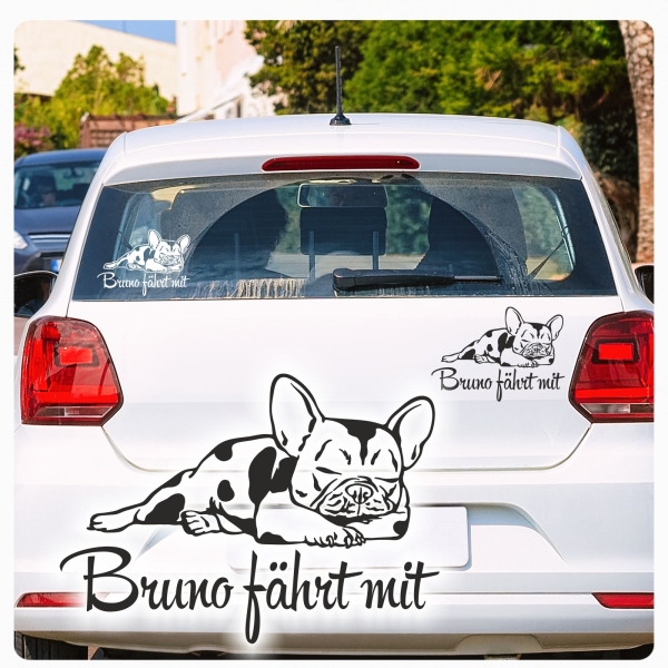 Auto Aufkleber Französische Bulldogge Name Autoaufkleber Hund Pfoten A3018